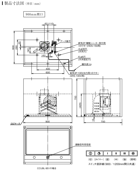 人気商品の 家電と住宅設備のジュプロALTL-951TBK アリアフィーナ レンジフード 換気扇 間口