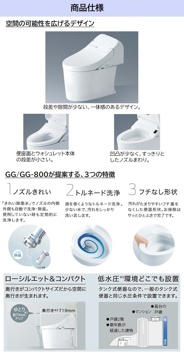 トイレ | TOTO ウォシュレット一体形便器 GG-800シリーズ GG1-800